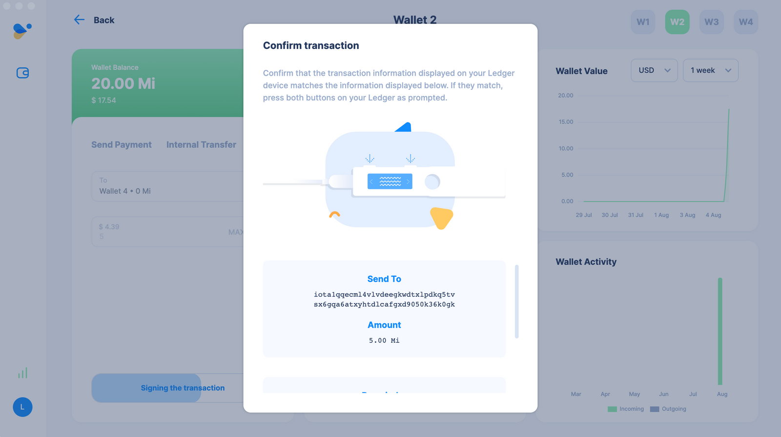 Bestätigung Ledger IOTA